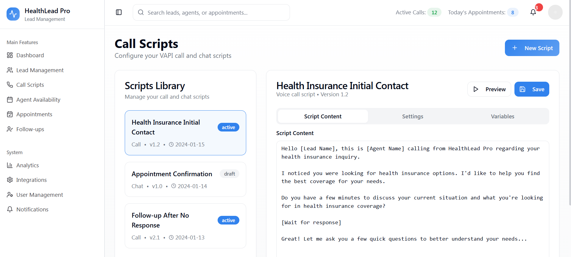 Call Script Configuration